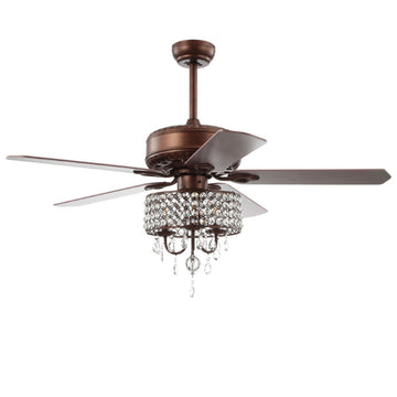 Becky 52" Crystal LED Chandelier Fan With Remote - JONATHAN Y